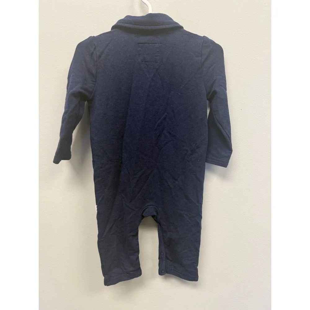 Play by Little Sleepies Navy Blue Polo Romper 3-6 Months Long Sleeve Bamboo